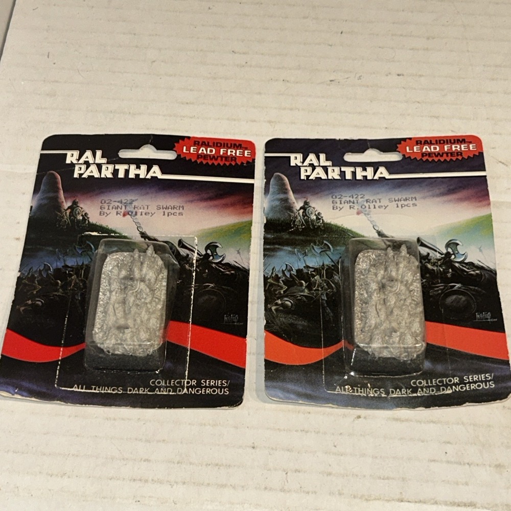 Ral Partha AD&D Official Giant Rat Swarm Mini‎ Pewter 11-473 2 Sealed Blisters